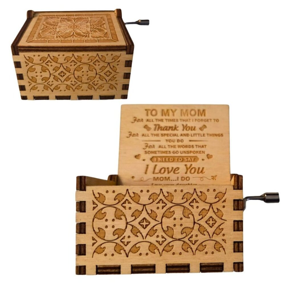 You Are My Sunshine Hand Crank Wooden Music Box Gift for Mom from Daughter